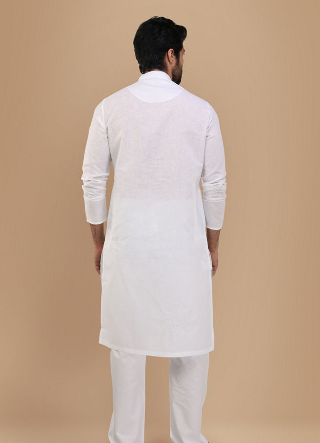 Pearl White Solid Kurta Set image number 2